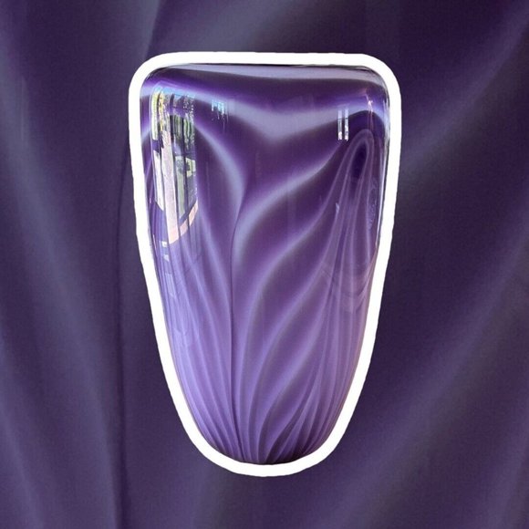 Dehanna Jones Seattle Art Glass Artist Purple Vase - Mid Century Linear Design - Picture 4 of 14